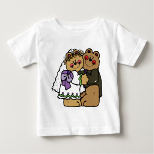 クマの花嫁とクマの花婿 ベビーTシャツ