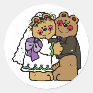 クマの花嫁とクマの花婿 ラウンドシール