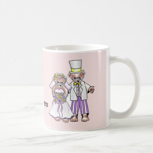 クマの花嫁と花婿の結婚式マグカップ コーヒーマグカップ (右)