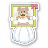 クマの花嫁　ウェディングドレス　＆　写真立て付き。 シール (正面)