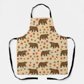 クマの花柄 エプロン (正面)