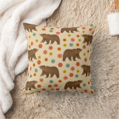 クマの花柄 クッション (ブランケット)