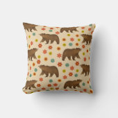 クマの花柄 クッション (正面)