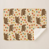 クマの花柄 シェルパブランケット (正面(横))