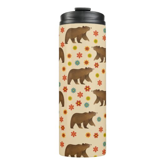 クマの花柄 タンブラー (正面)