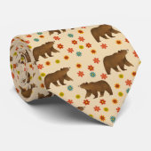 クマの花柄 ネクタイ (ロール)