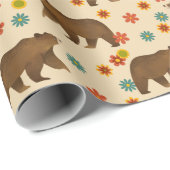 クマの花柄 ラッピングペーパー (ロールコーナー)