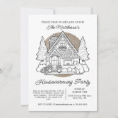 クマの落下を伴うかわいいホーム引っ越し祝いパーティーパーティー 招待状 (正面)