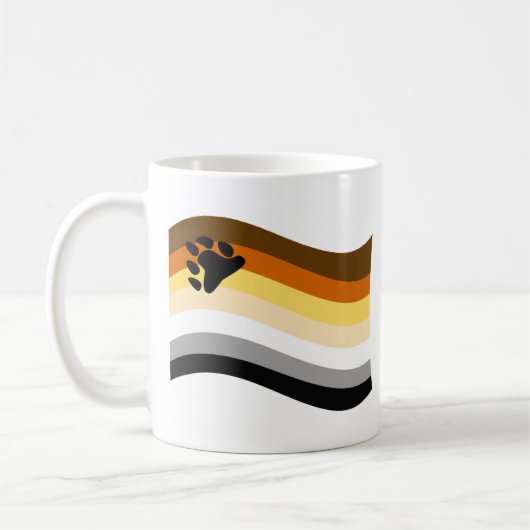 クマの誇りパウ波状フラグ コーヒーマグカップ (左)