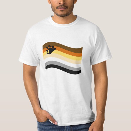 クマの誇りパウ波状フラッグ Tシャツ (正面)
