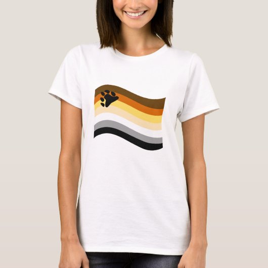 クマの誇りパウ波状フラッグ Tシャツ (正面)