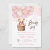 クマの赤ちゃんお待ち遠しい！テディベアベビーシャワー 招待状 (正面)