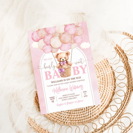 クマの赤ちゃんお待ち遠しい！テディベアベビーシャワー 招待状