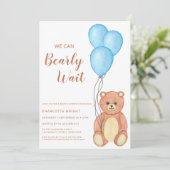 クマの赤ちゃんお待ち遠しい テディベア ベビーシャワー 招待状 (スタンド正面)