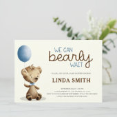 クマの赤ちゃんが待ち遠しいよ 男の子のベビーシャワー 招待状 (スタンド正面)