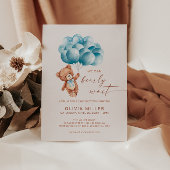 クマの赤ちゃんが待ち遠しい ブルーくま風船 ベイビーシャワー 招待状