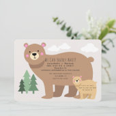 クマの赤ちゃんが待ち遠しい！ママベアのベビーシャワー招待状 招待状 (スタンド正面)