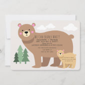クマの赤ちゃんが待ち遠しい！ママベアのベビーシャワー招待状 招待状 (正面)