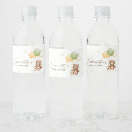 クマの赤ちゃんが楽しみで待ち遠しい風船のベイビーシャワー ペットボトルラベル