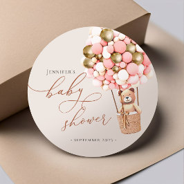 クマの赤ちゃんが楽しみに待っています！ クラシックなベビーシャワーラウンドステッカー ラウンドシール