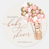 クマの赤ちゃんが楽しみに待っています! クラシックなベビーシャワーラウンドステッカー ラウンドシール (正面)