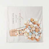 クマの赤ちゃんが楽しみに待っています!ベイビーシャワータペストリー タペストリー (正面(横))