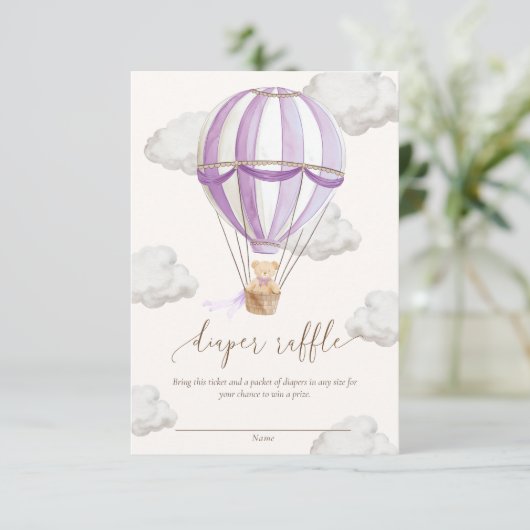 クマの赤ちゃんが生まれるのを今か今かと待ち遠しい テディベア おむつくじチケット 招待状 (スタンド正面)