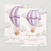 クマの赤ちゃんが生まれるのを今か今かと待ち遠しい テディベア おむつくじチケット 招待状 (正面/裏面)