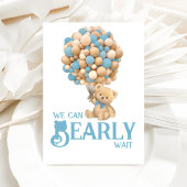 クマの赤ちゃんが生まれるのを今か今かと待ち遠しい！モダンなクマのベイビーボーイシャワー 招待状