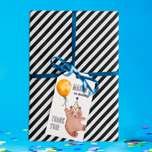 クマの赤ちゃんの誕生日感謝タグ – テディベアのお気に入り ギフトタグ