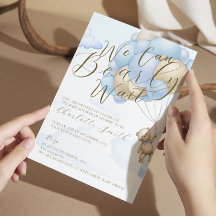 クマの赤ちゃんを待ち遠しくて仕方ない クマの男の子 ベビーシャワー 招待状