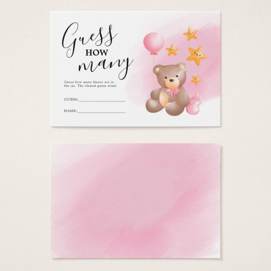 クマの赤ちゃんシャワーのゲームの数を推測 (正面&裏面)