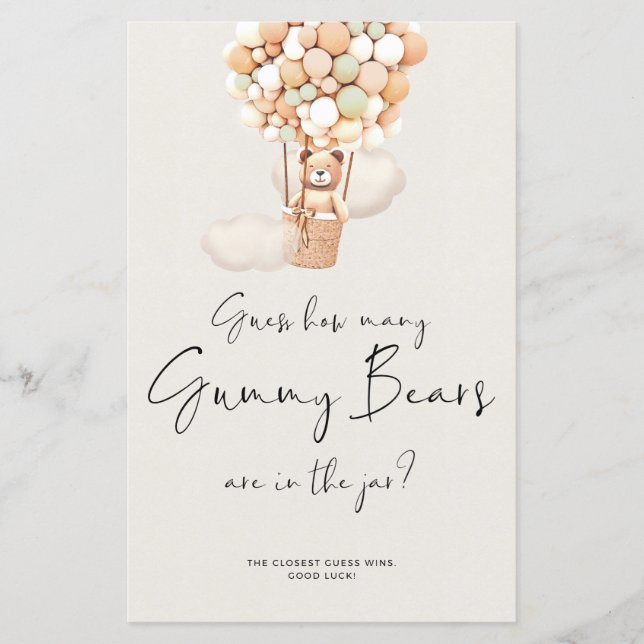 クマの赤ちゃんシャワーのゲーム – 瓶にクマの数 (正面)