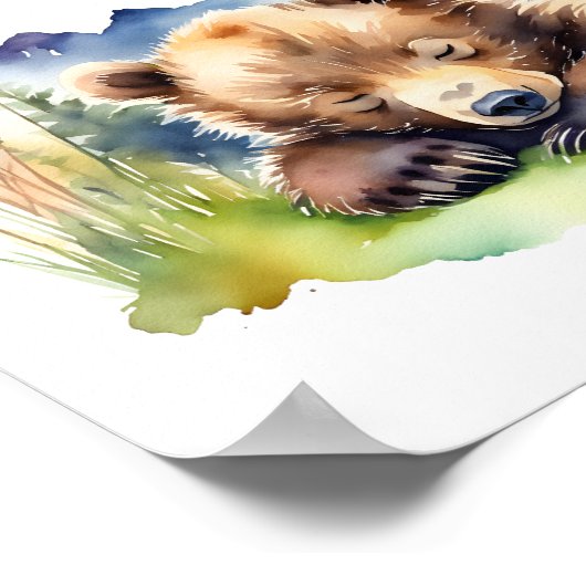 クマの赤ちゃんシャワーのテーブルの標識を心待ちにする ポスター (角)