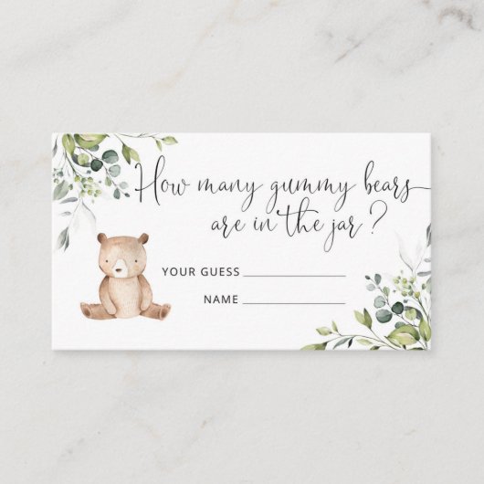 クマの赤ちゃんシャワーは、グミベアが囲む数を推測 エンクロージャーカード (正面)