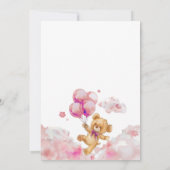 クマの赤ちゃん待ちきれない テディベアの女の子 ベビーシャワー 招待状 (裏面)