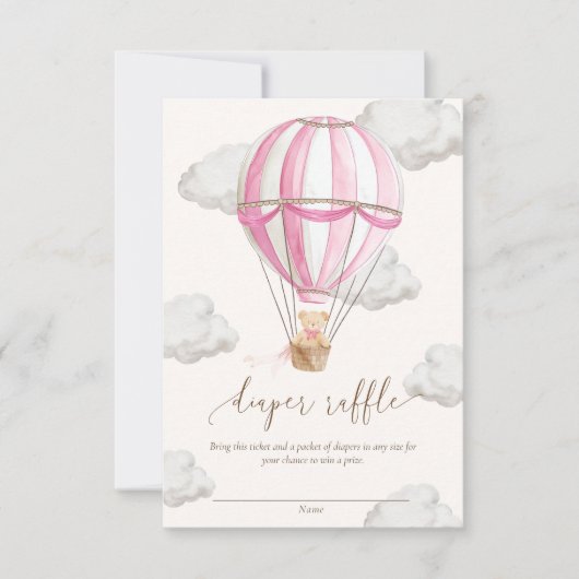 クマの赤ちゃん待ち遠しい テディベア おむつくじチケット 招待状 (正面)