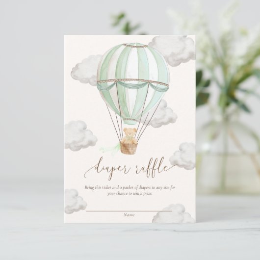 クマの赤ちゃん待ち遠しい テディベア おむつくじチケット 招待状 (スタンド正面)