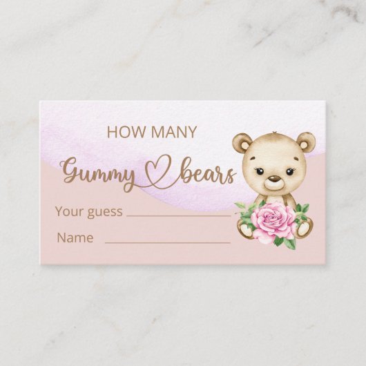 クマの赤ん坊シャワーは何人のグミベアを推測 エンクロージャーカード (正面)
