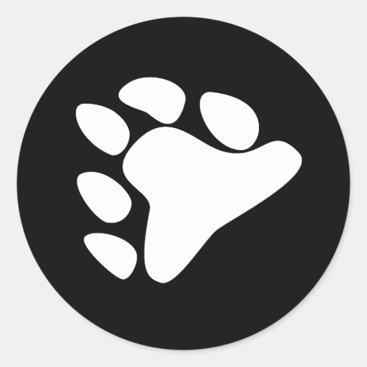 クマの足の記号（白） ラウンドシール (正面)