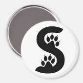 クマの足跡のイニシャルSモノグラム マグネット (正面/裏面)