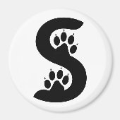 クマの足跡のイニシャルSモノグラム マグネット (正面)