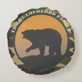 クマの轟音と迷彩柄円枕 ラウンドクッション (裏面)