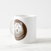 クマの頭、野生で自由な、手で描かれたイラストレーション コーヒーマグカップ (正面左)