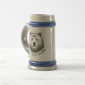 クマの頭、野生で自由な、手で描かれたイラストレーション ビールジョッキ (正面左)