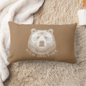 クマの頭、野生で自由な、手で描かれたイラストレーション ランバークッション (ブランケット)