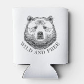 クマの頭、野生で自由な、手で描かれたイラストレーション 缶クーラー (裏面)
