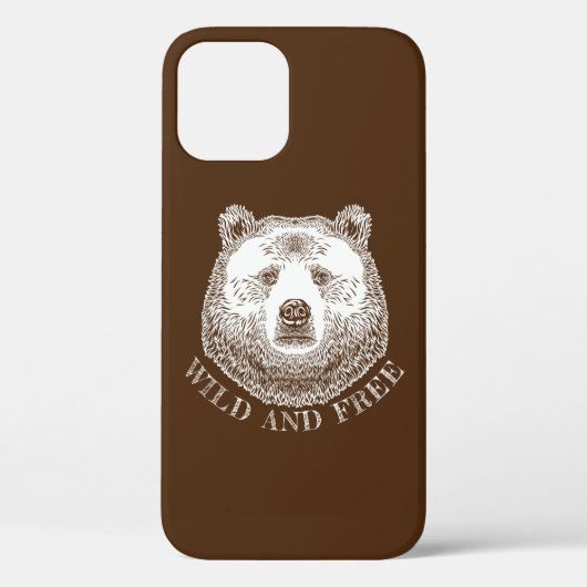クマの頭、野生で自由な、手で描かれたイラストレーション Case-Mate iPhoneケース (裏面)