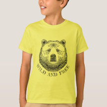 クマの頭、野生で自由な、手で描かれたイラストレーション