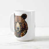 クマの顔のポリゴナルアート コーヒーマグカップ (正面左)